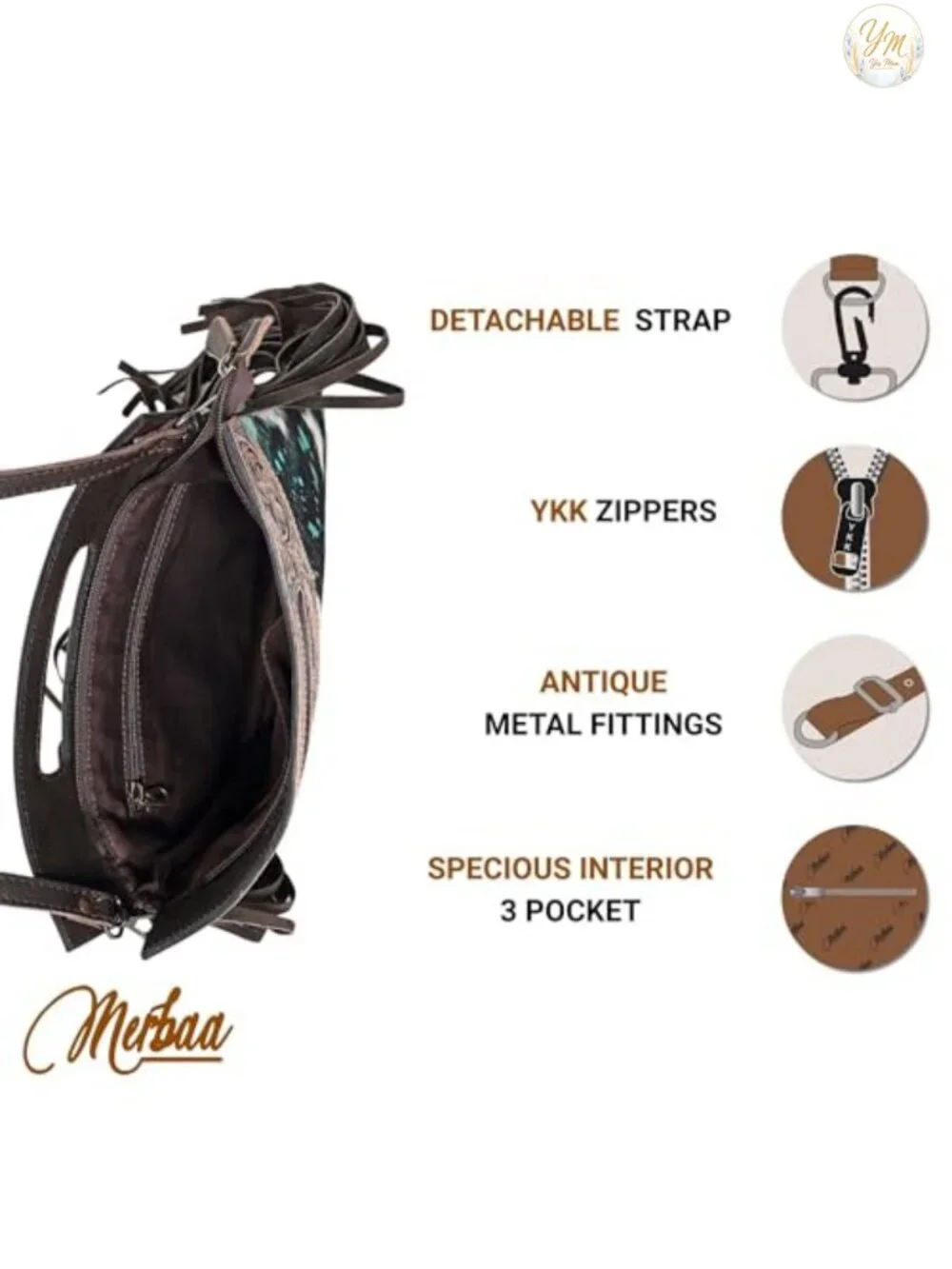 Women Real Cowhide Leather Crossbody Sling Bag with Adjustable Detachable Strap